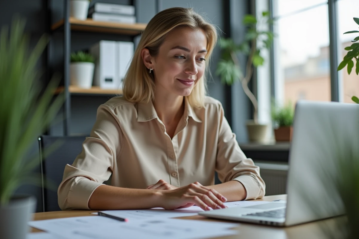 Femme en bureau saisissant des mesures de palettes