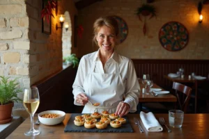 Table garnie de pintxos et plats basques traditionnels dans un restaurant rustique de Dancharia en Espagne