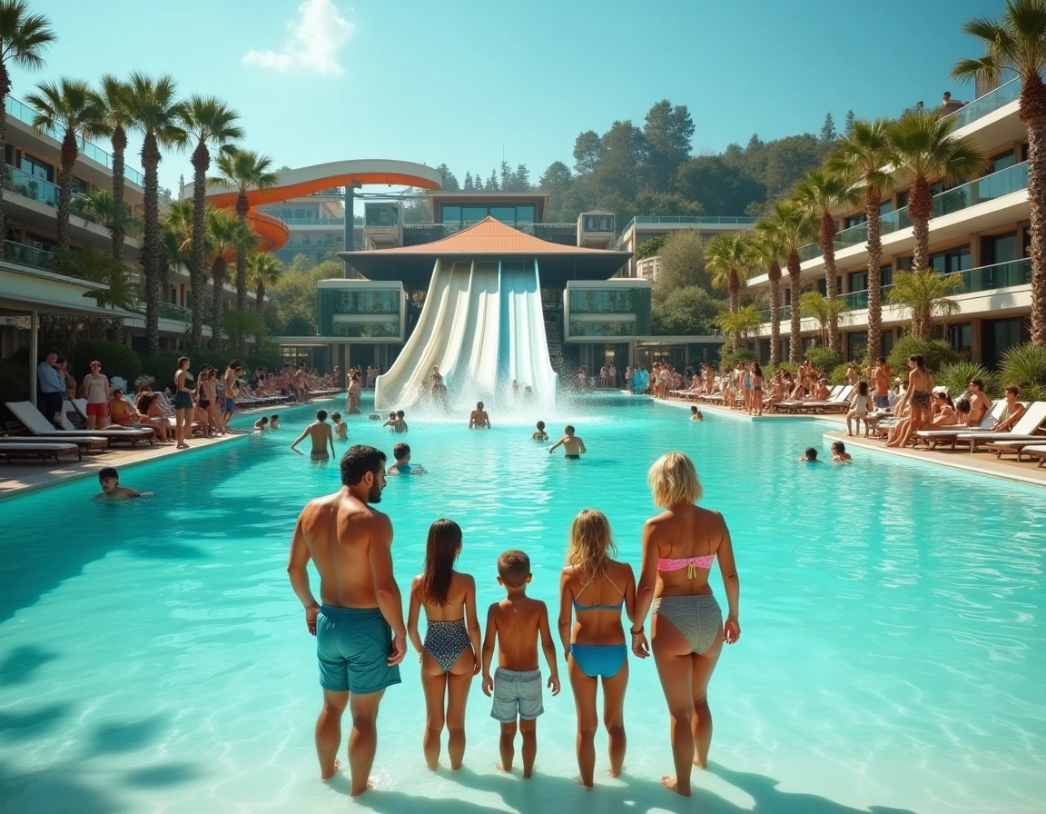 Complexe aquatique premium du camping Sunêlia avec toboggans, piscines et aménagements resort de luxe en France
